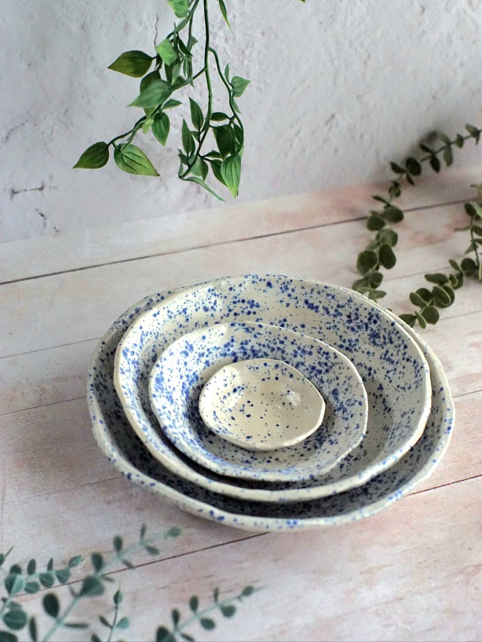 Set Of 4 Handcrafted Ceramic Nesting Bowls - Speckled Blue_Holly & Co.JPG