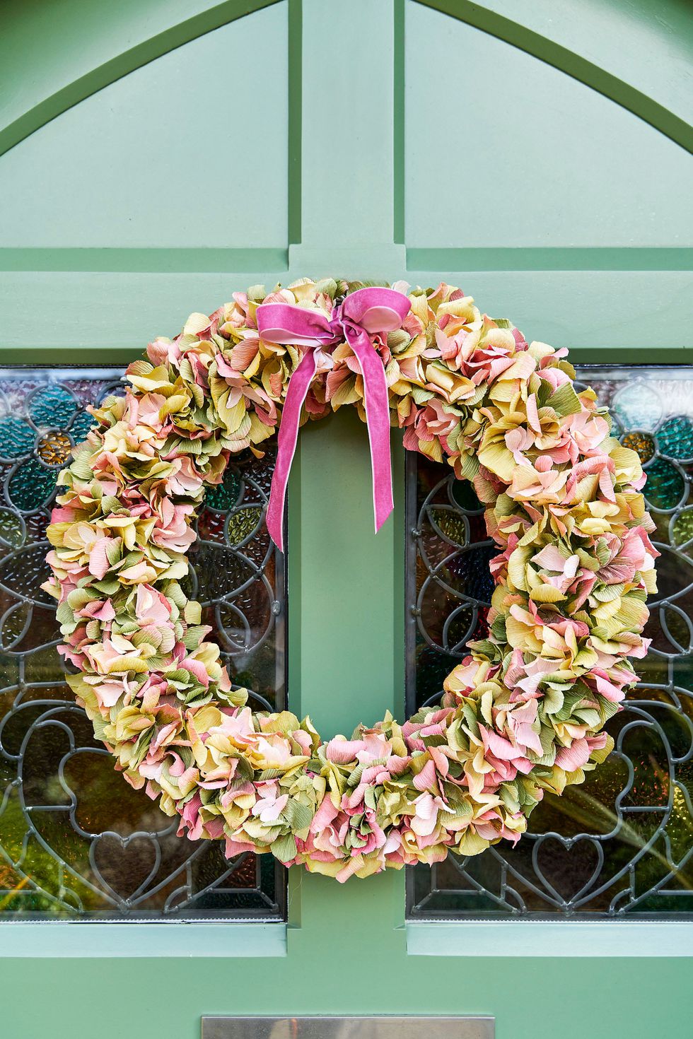 Soft Greens & Pink Crepe Paper Wreath 50cm_Holly & Co.jpg
